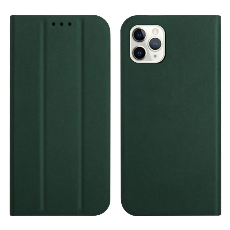 For iPhone 12 Pro Max 3-Folding Ultrathin Skin Feel Magnetic Solid Color Horizontal Flip Leather Case with Holder