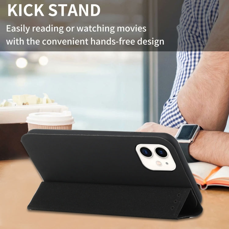 For iPhone 11 3-Folding Ultrathin Skin Feel Magnetic Solid Color Horizontal Flip Leather Case with Holder
