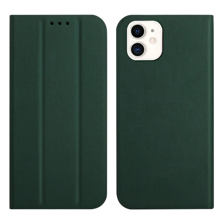 For iPhone 11 3-Folding Ultrathin Skin Feel Magnetic Solid Color Horizontal Flip Leather Case with Holder