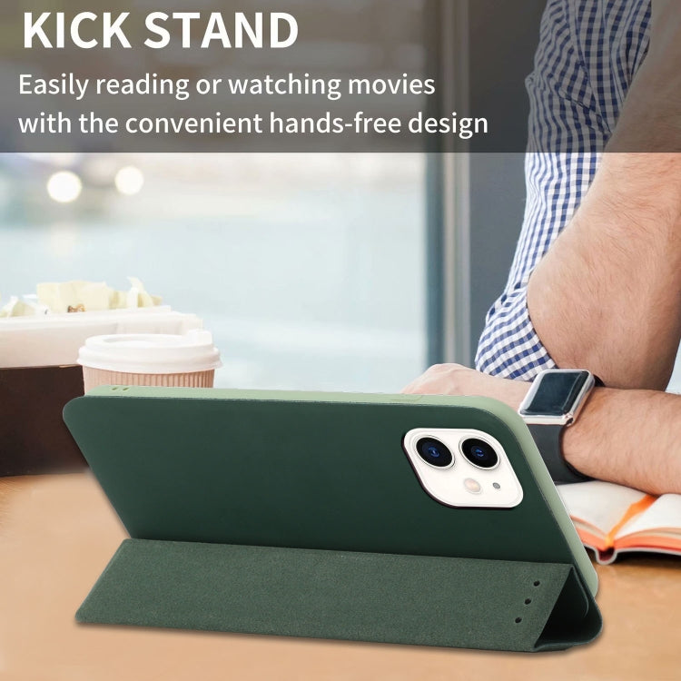 For iPhone 11 3-Folding Ultrathin Skin Feel Magnetic Solid Color Horizontal Flip Leather Case with Holder