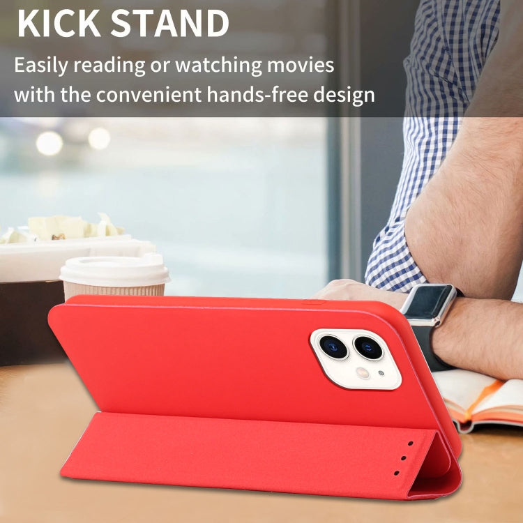 For iPhone 11 3-Folding Ultrathin Skin Feel Magnetic Solid Color Horizontal Flip Leather Case with Holder