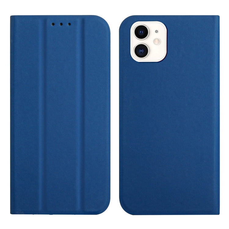 For iPhone 11 3-Folding Ultrathin Skin Feel Magnetic Solid Color Horizontal Flip Leather Case with Holder