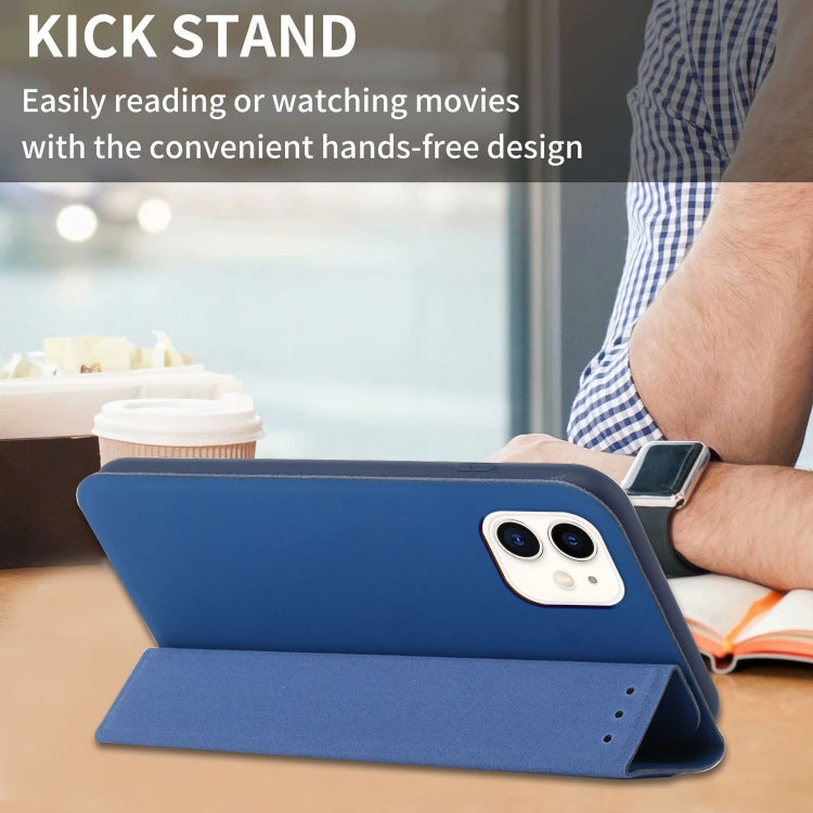For iPhone 11 3-Folding Ultrathin Skin Feel Magnetic Solid Color Horizontal Flip Leather Case with Holder