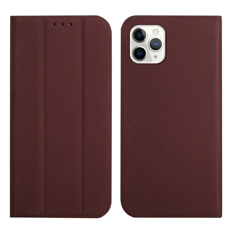 For iPhone 11 Pro Max 3-Folding Ultrathin Skin Feel Magnetic Solid Color Horizontal Flip Leather Case with Holder