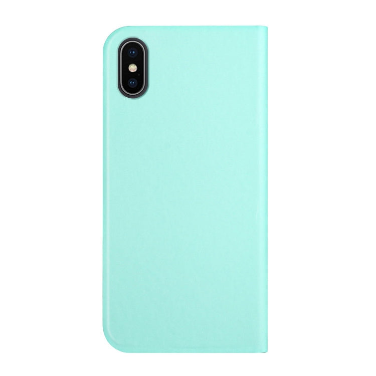 For iPhone X / XS 3-Folding Ultrathin Skin Feel Magnetic Solid Color Horizontal Flip Leather Case with Holder