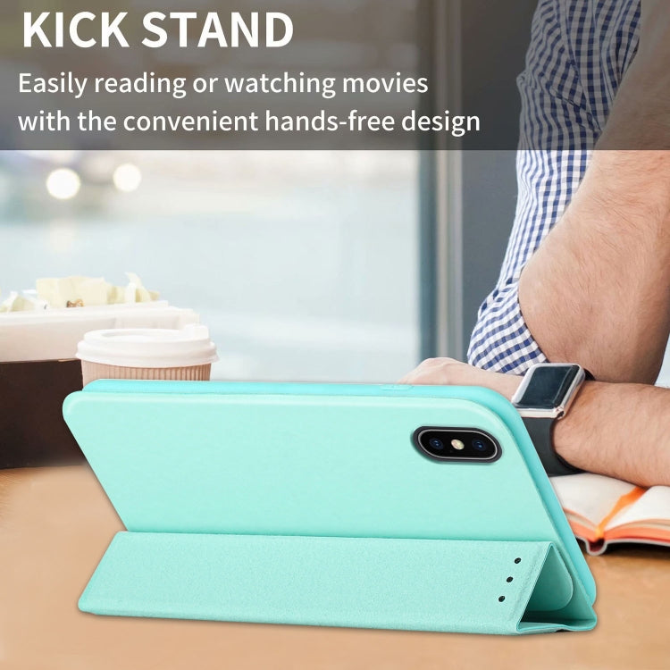 For iPhone X / XS 3-Folding Ultrathin Skin Feel Magnetic Solid Color Horizontal Flip Leather Case with Holder