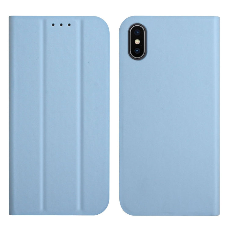 For iPhone X / XS 3-Folding Ultrathin Skin Feel Magnetic Solid Color Horizontal Flip Leather Case with Holder