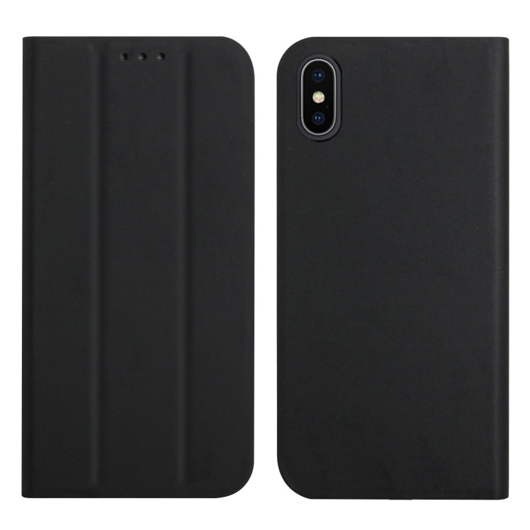 For iPhone X / XS 3-Folding Ultrathin Skin Feel Magnetic Solid Color Horizontal Flip Leather Case with Holder