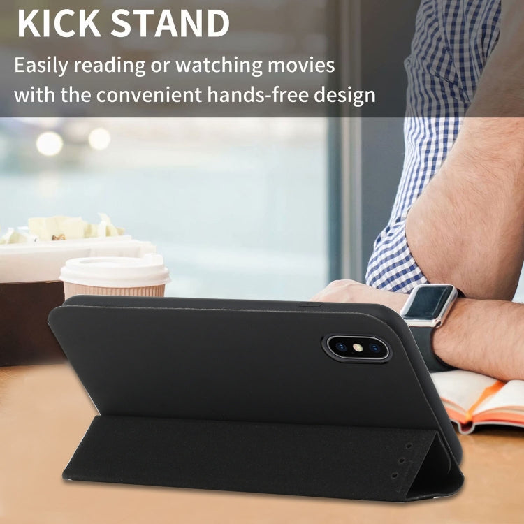 For iPhone X / XS 3-Folding Ultrathin Skin Feel Magnetic Solid Color Horizontal Flip Leather Case with Holder