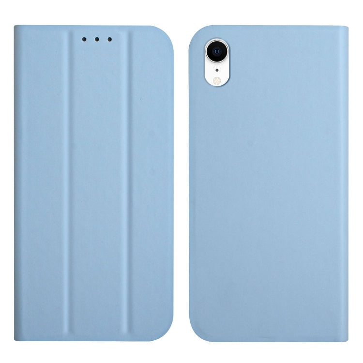 For iPhone XR 3-Folding Ultrathin Skin Feel Magnetic Solid Color Horizontal Flip Leather Case with Holder