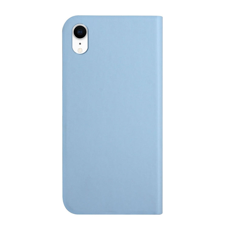 For iPhone XR 3-Folding Ultrathin Skin Feel Magnetic Solid Color Horizontal Flip Leather Case with Holder