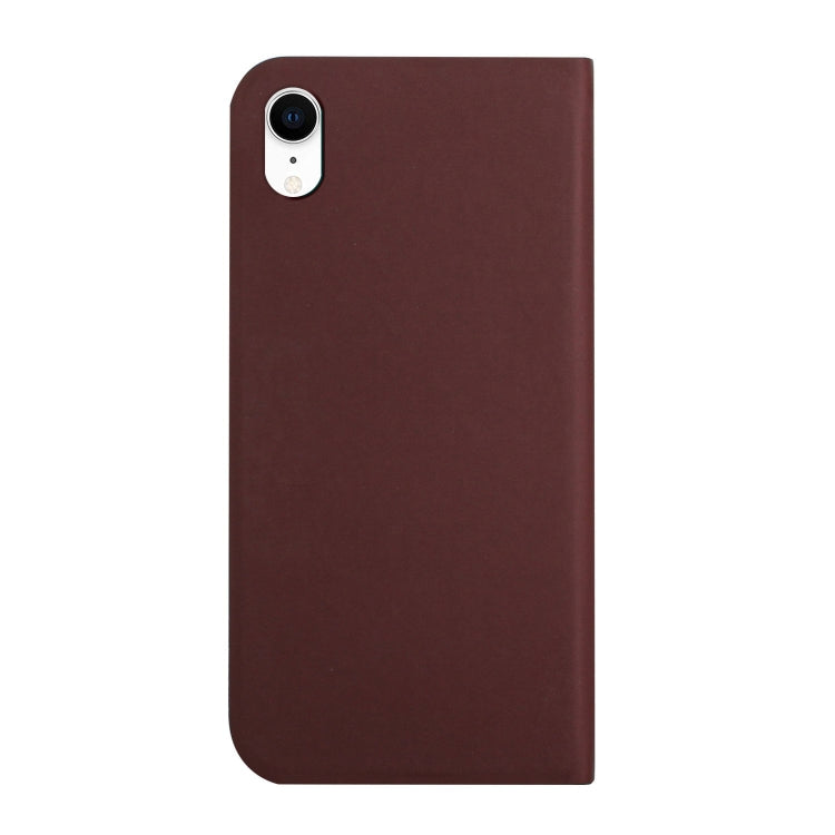 For iPhone XR 3-Folding Ultrathin Skin Feel Magnetic Solid Color Horizontal Flip Leather Case with Holder