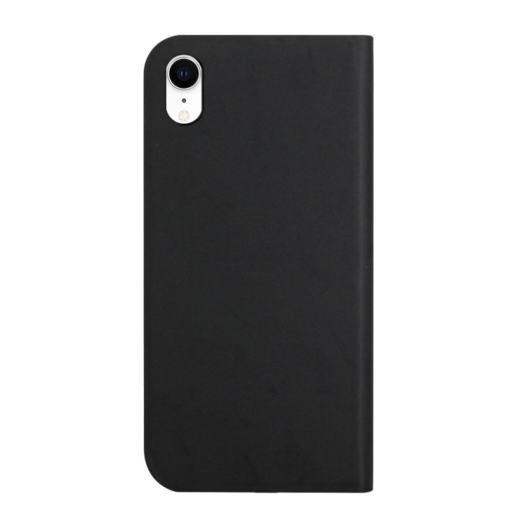For iPhone XR 3-Folding Ultrathin Skin Feel Magnetic Solid Color Horizontal Flip Leather Case with Holder
