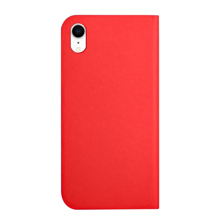 For iPhone XR 3-Folding Ultrathin Skin Feel Magnetic Solid Color Horizontal Flip Leather Case with Holder