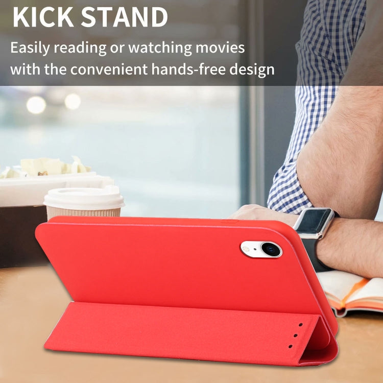 For iPhone XR 3-Folding Ultrathin Skin Feel Magnetic Solid Color Horizontal Flip Leather Case with Holder