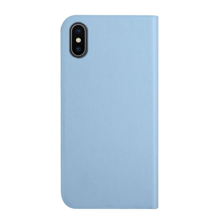 For iPhone XS Max 3-Folding Ultrathin Skin Feel Magnetic Solid Color Horizontal Flip Leather Case with Holder
