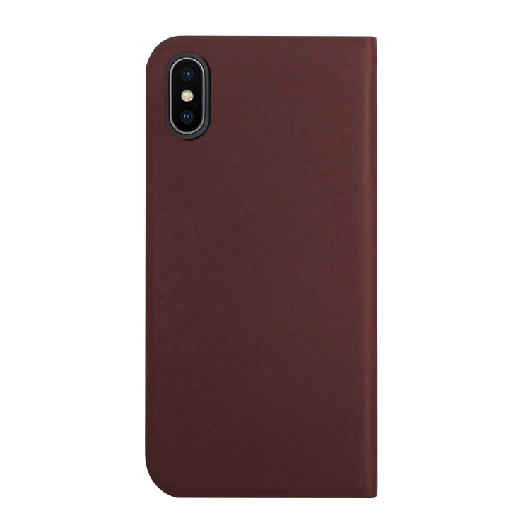 For iPhone XS Max 3-Folding Ultrathin Skin Feel Magnetic Solid Color Horizontal Flip Leather Case with Holder