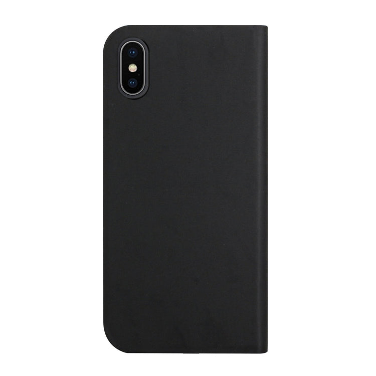 For iPhone XS Max 3-Folding Ultrathin Skin Feel Magnetic Solid Color Horizontal Flip Leather Case with Holder