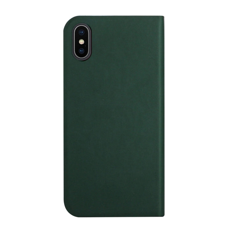 For iPhone XS Max 3-Folding Ultrathin Skin Feel Magnetic Solid Color Horizontal Flip Leather Case with Holder