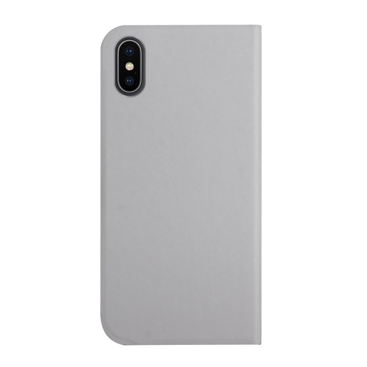For iPhone XS Max 3-Folding Ultrathin Skin Feel Magnetic Solid Color Horizontal Flip Leather Case with Holder