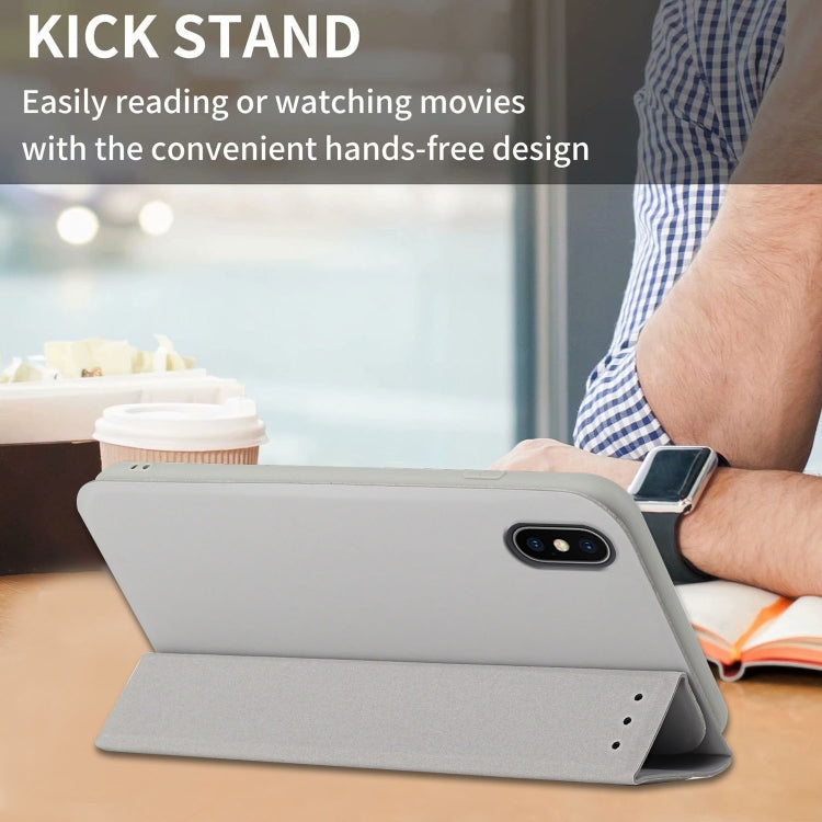 For iPhone XS Max 3-Folding Ultrathin Skin Feel Magnetic Solid Color Horizontal Flip Leather Case with Holder