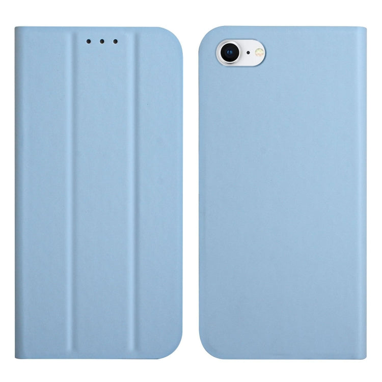 For iPhone SE 2022 / SE 2020 / 8 / 7 3-Folding Ultrathin Skin Feel Magnetic Solid Color Horizontal Flip Leather Case with Holder