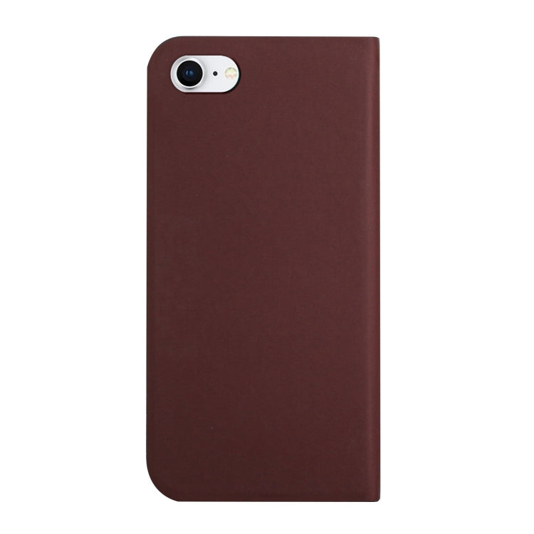For iPhone SE 2022 / SE 2020 / 8 / 7 3-Folding Ultrathin Skin Feel Magnetic Solid Color Horizontal Flip Leather Case with Holder