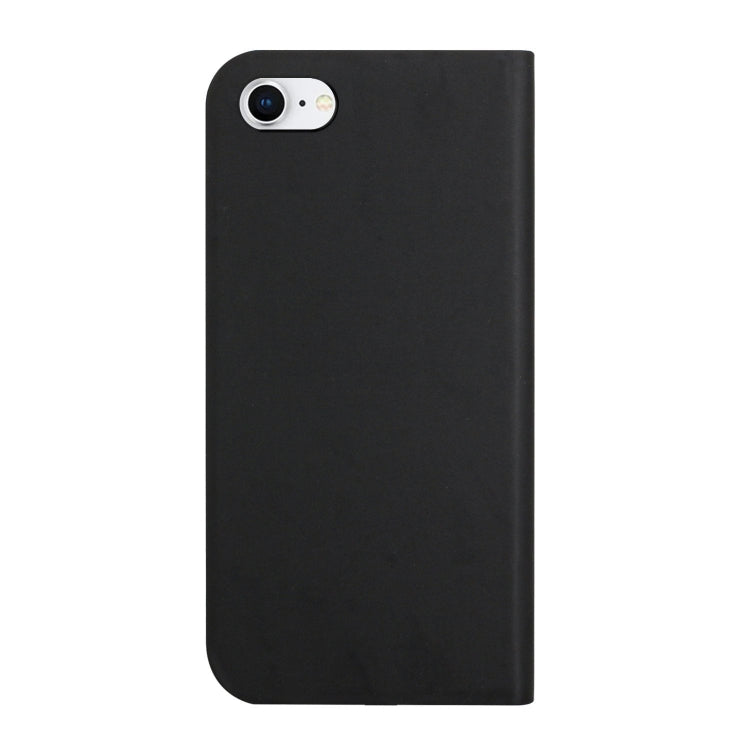 For iPhone SE 2022 / SE 2020 / 8 / 7 3-Folding Ultrathin Skin Feel Magnetic Solid Color Horizontal Flip Leather Case with Holder