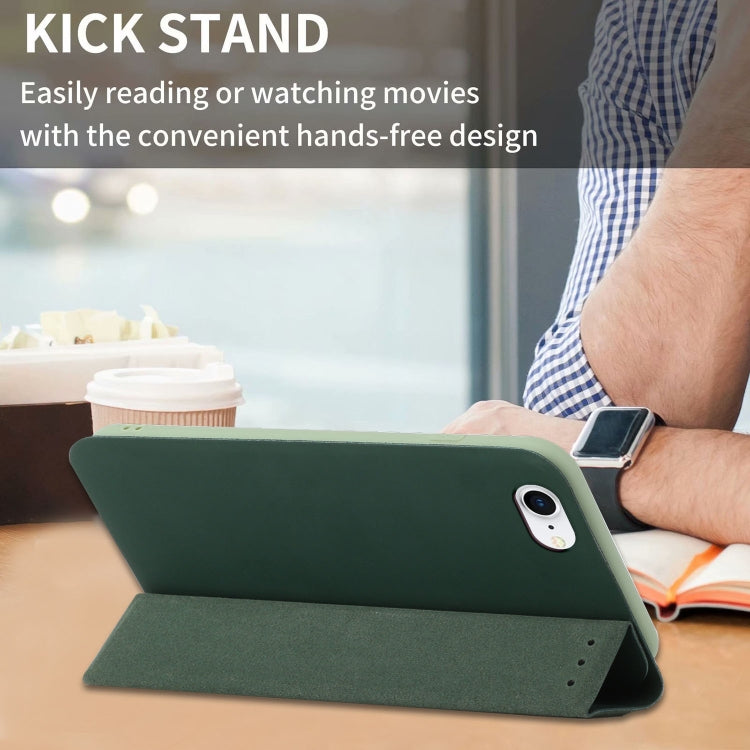 For iPhone SE 2022 / SE 2020 / 8 / 7 3-Folding Ultrathin Skin Feel Magnetic Solid Color Horizontal Flip Leather Case with Holder