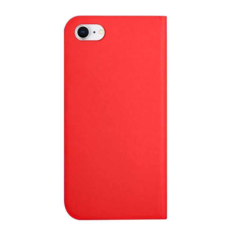 For iPhone SE 2022 / SE 2020 / 8 / 7 3-Folding Ultrathin Skin Feel Magnetic Solid Color Horizontal Flip Leather Case with Holder