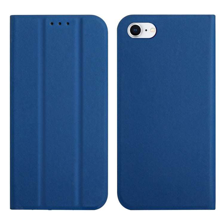 For iPhone SE 2022 / SE 2020 / 8 / 7 3-Folding Ultrathin Skin Feel Magnetic Solid Color Horizontal Flip Leather Case with Holder