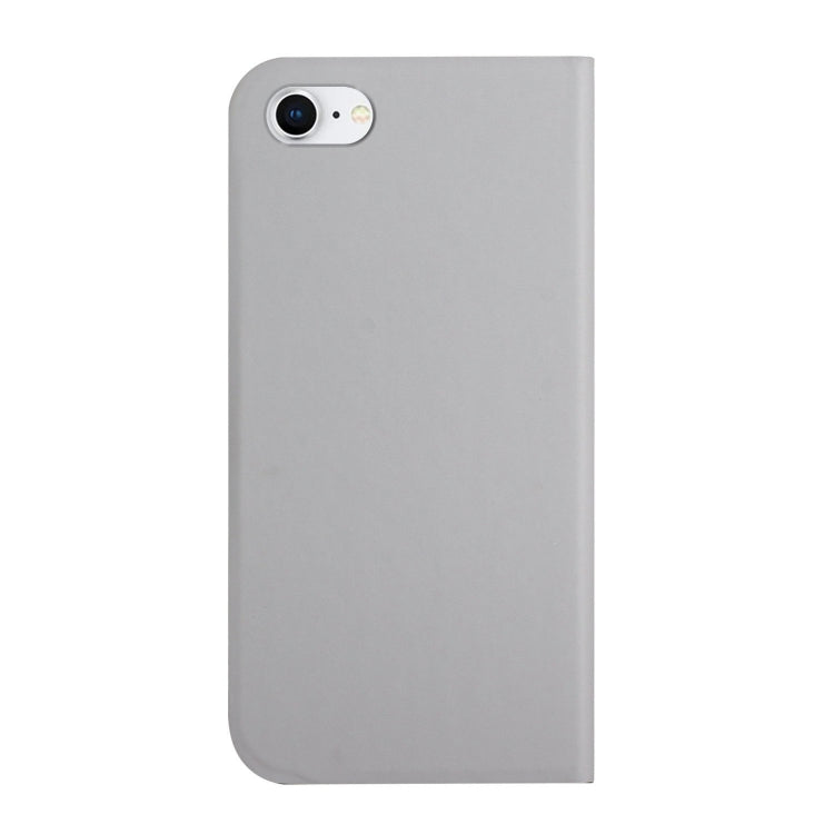 For iPhone SE 2022 / SE 2020 / 8 / 7 3-Folding Ultrathin Skin Feel Magnetic Solid Color Horizontal Flip Leather Case with Holder