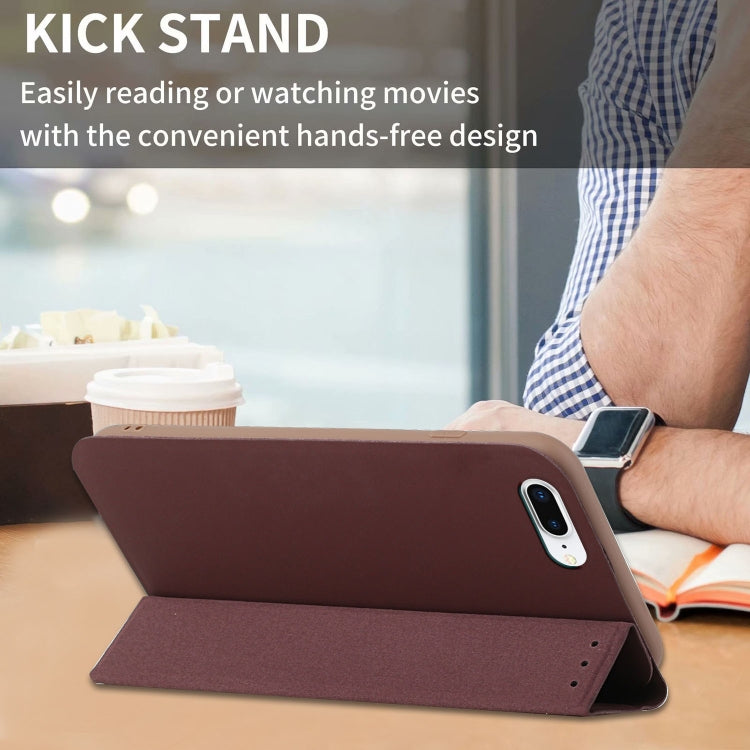 3-Folding Ultrathin Skin Feel Magnetic Solid Color Horizontal Flip Leather Case with Holder For iPhone 7 Plus / 8 Plus