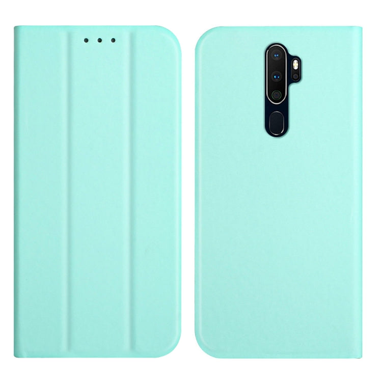 For OPPO A9 2020 3-Folding Ultrathin Skin Feel Magnetic Solid Color Horizontal Flip Leather Case with Holder