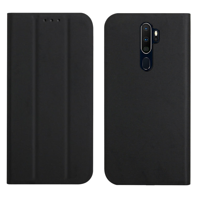 For OPPO A9 2020 3-Folding Ultrathin Skin Feel Magnetic Solid Color Horizontal Flip Leather Case with Holder