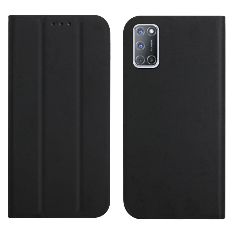 For OPPO A52 / A72 / A92 3-Folding Ultrathin Skin Feel Magnetic Solid Color Horizontal Flip Leather Case with Holder