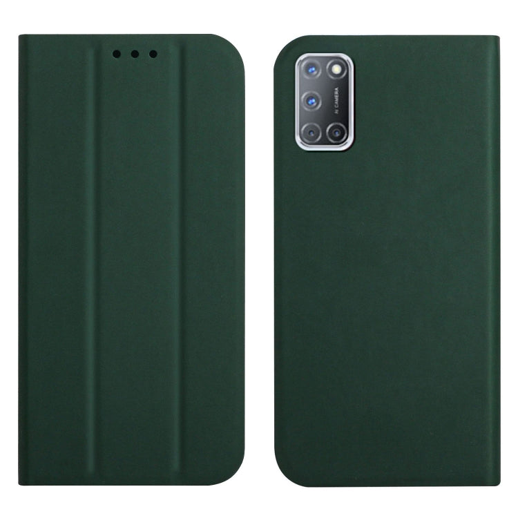 For OPPO A52 / A72 / A92 3-Folding Ultrathin Skin Feel Magnetic Solid Color Horizontal Flip Leather Case with Holder