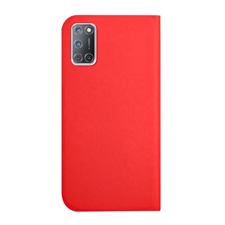 For OPPO A52 / A72 / A92 3-Folding Ultrathin Skin Feel Magnetic Solid Color Horizontal Flip Leather Case with Holder