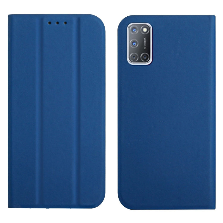 For OPPO A52 / A72 / A92 3-Folding Ultrathin Skin Feel Magnetic Solid Color Horizontal Flip Leather Case with Holder