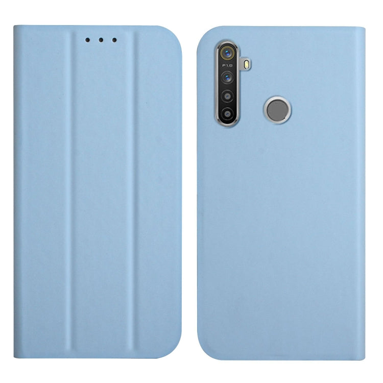 For OPPO Realme 5 / C3 3-Folding Ultrathin Skin Feel Magnetic Solid Color Horizontal Flip Leather Case with Holder