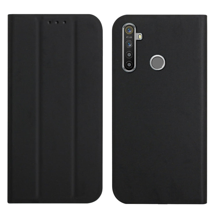 For OPPO Realme 5 / C3 3-Folding Ultrathin Skin Feel Magnetic Solid Color Horizontal Flip Leather Case with Holder