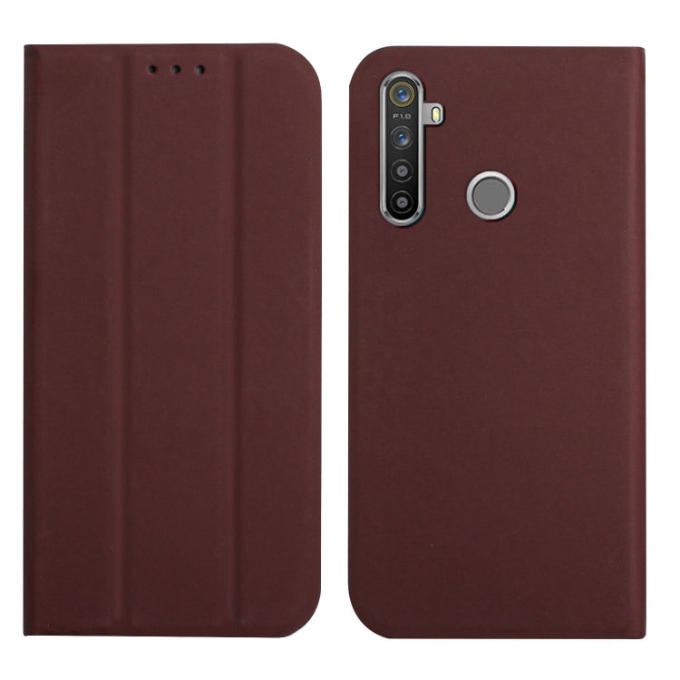 For OPPO Realme 6 / 6i 3-Folding Ultrathin Skin Feel Magnetic Solid Color Horizontal Flip Leather Case with Holder