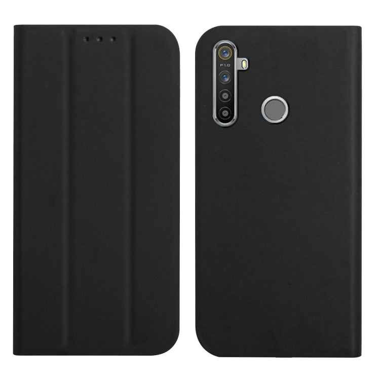 For OPPO Realme 6 / 6i 3-Folding Ultrathin Skin Feel Magnetic Solid Color Horizontal Flip Leather Case with Holder