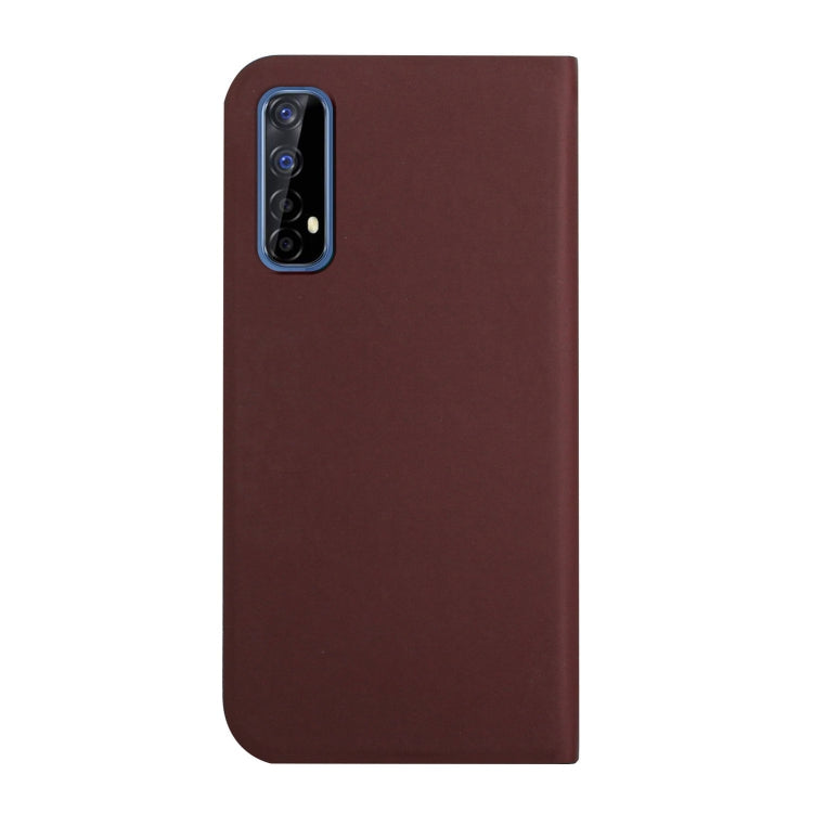 For OPPO Realme 7 3-Folding Ultrathin Skin Feel Magnetic Solid Color Horizontal Flip Leather Case with Holder