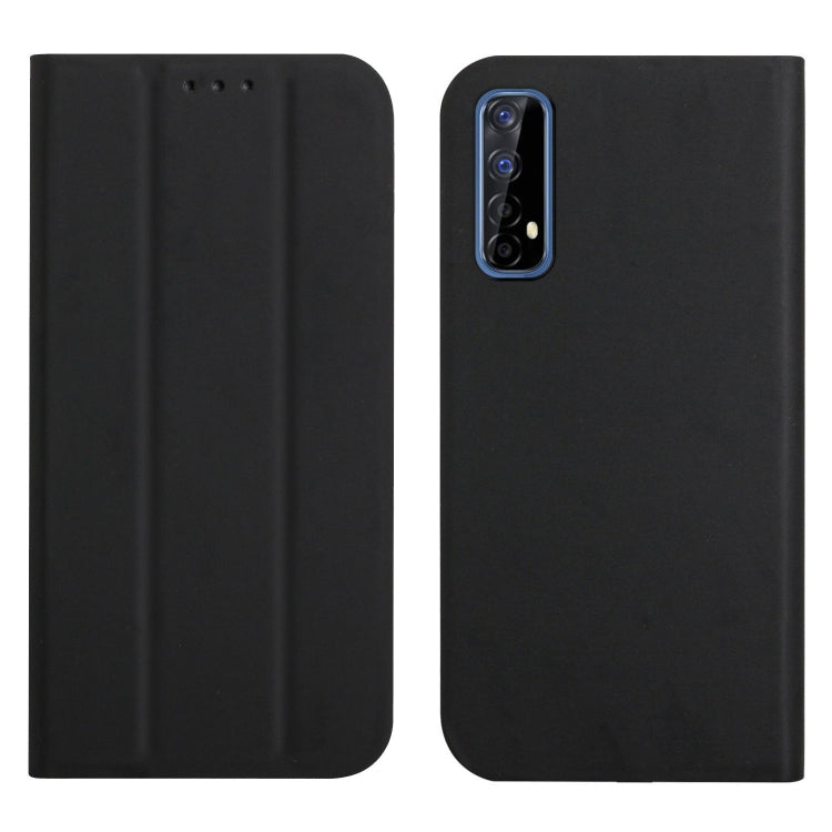 For OPPO Realme 7 3-Folding Ultrathin Skin Feel Magnetic Solid Color Horizontal Flip Leather Case with Holder