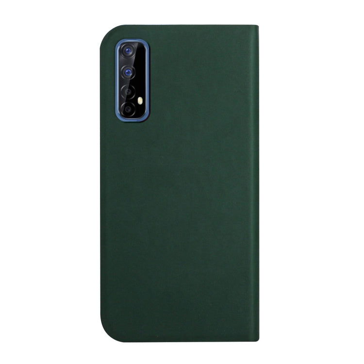 For OPPO Realme 7 3-Folding Ultrathin Skin Feel Magnetic Solid Color Horizontal Flip Leather Case with Holder