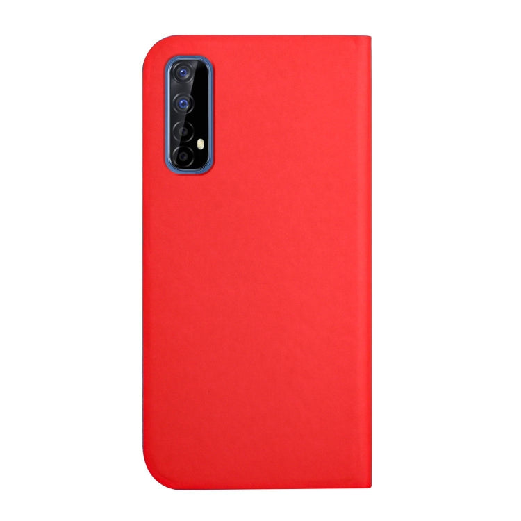 For OPPO Realme 7 3-Folding Ultrathin Skin Feel Magnetic Solid Color Horizontal Flip Leather Case with Holder
