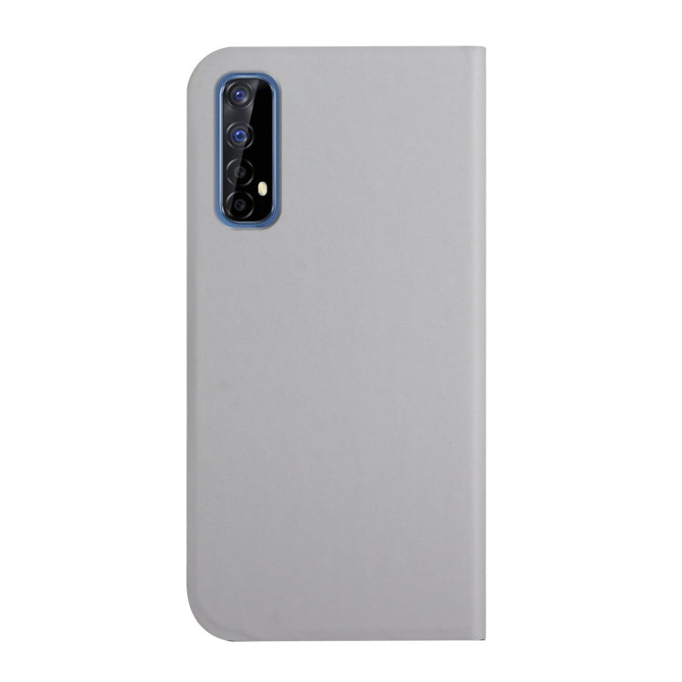 For OPPO Realme 7 3-Folding Ultrathin Skin Feel Magnetic Solid Color Horizontal Flip Leather Case with Holder