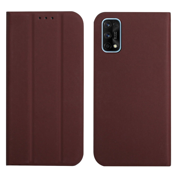 For OPPO Realme 7 Pro 3-Folding Ultrathin Skin Feel Magnetic Solid Color Horizontal Flip Leather Case with Holder