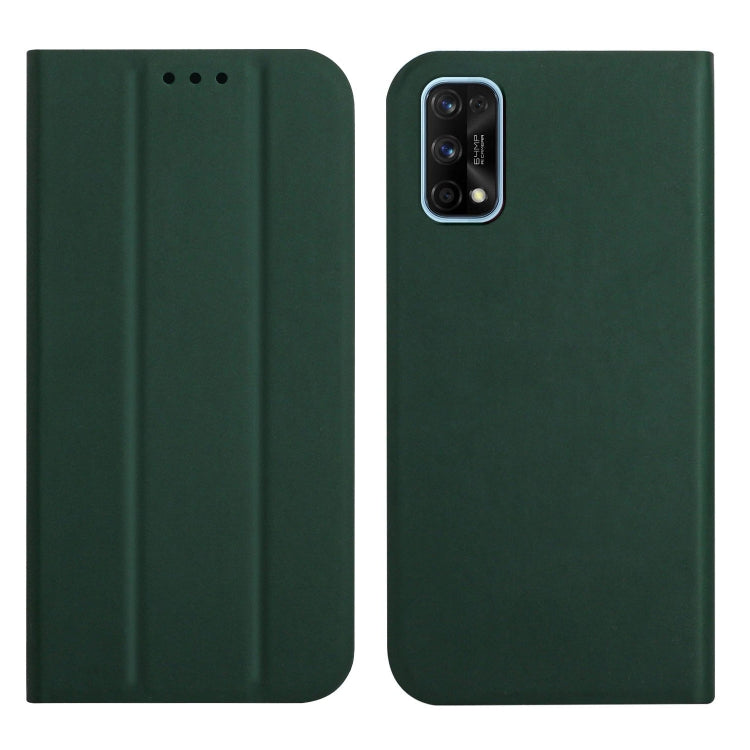 For OPPO Realme 7 Pro 3-Folding Ultrathin Skin Feel Magnetic Solid Color Horizontal Flip Leather Case with Holder